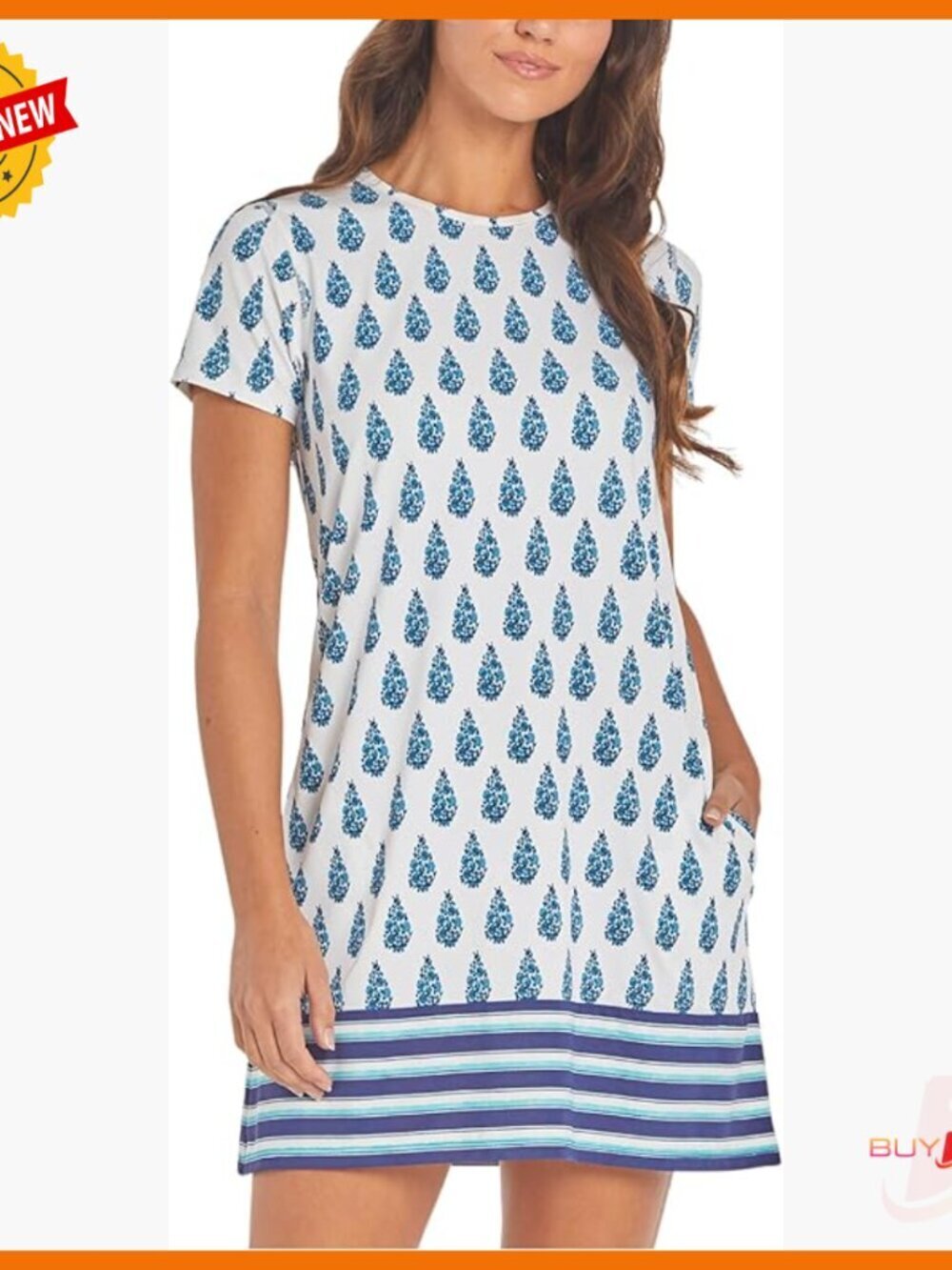 UPF 50+ Sun Protective Shift Dress, Nylon/Spandex, Side Pockets